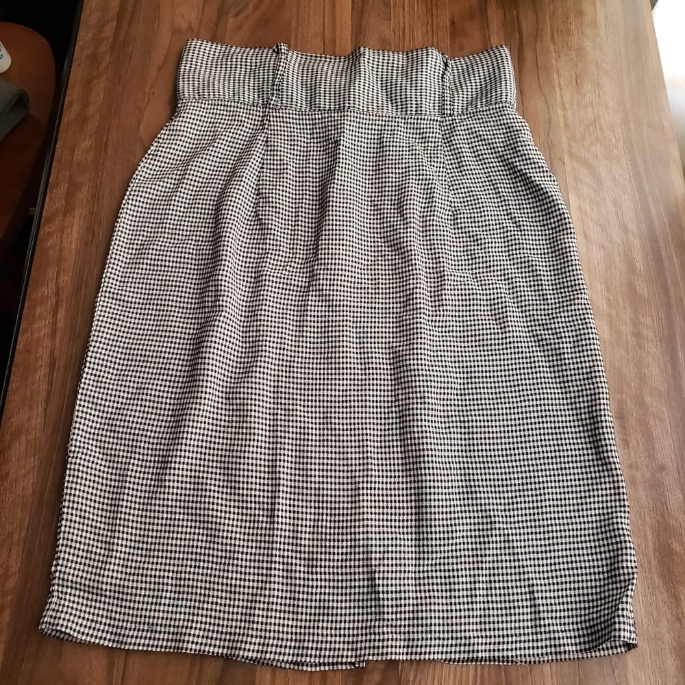 Set of 2 - Vintage Houndstooth & Gingham Print Pencil Skirts in Black/White Sz S - Picture 8 of 11